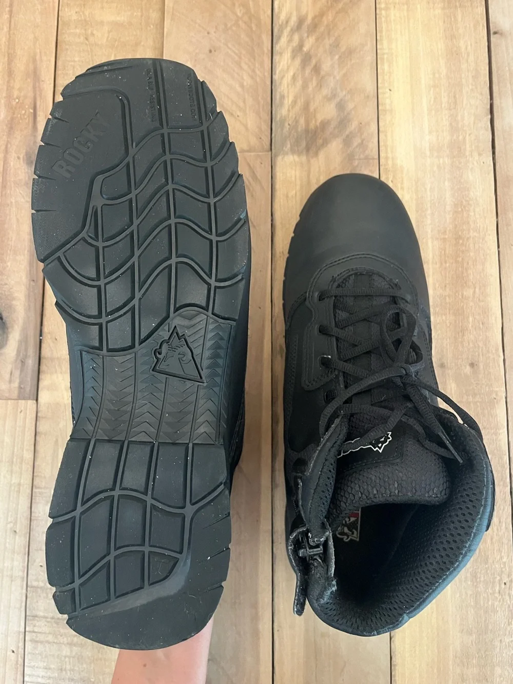 Rocky RKD0104 Cadet 6”  Black Leather Lace-Up Tactical Boots W Side Zip Size 13W